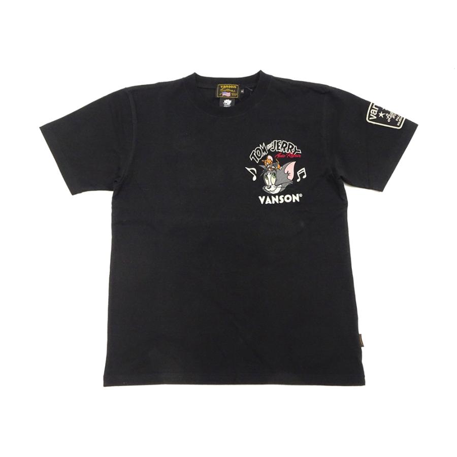 トム & ジェリー バンソン 半袖Tシャツ VANSON カスタム刺繍Tシャツ トムジェリ TJV-2413 黒 新品｜rodeomatubara｜04