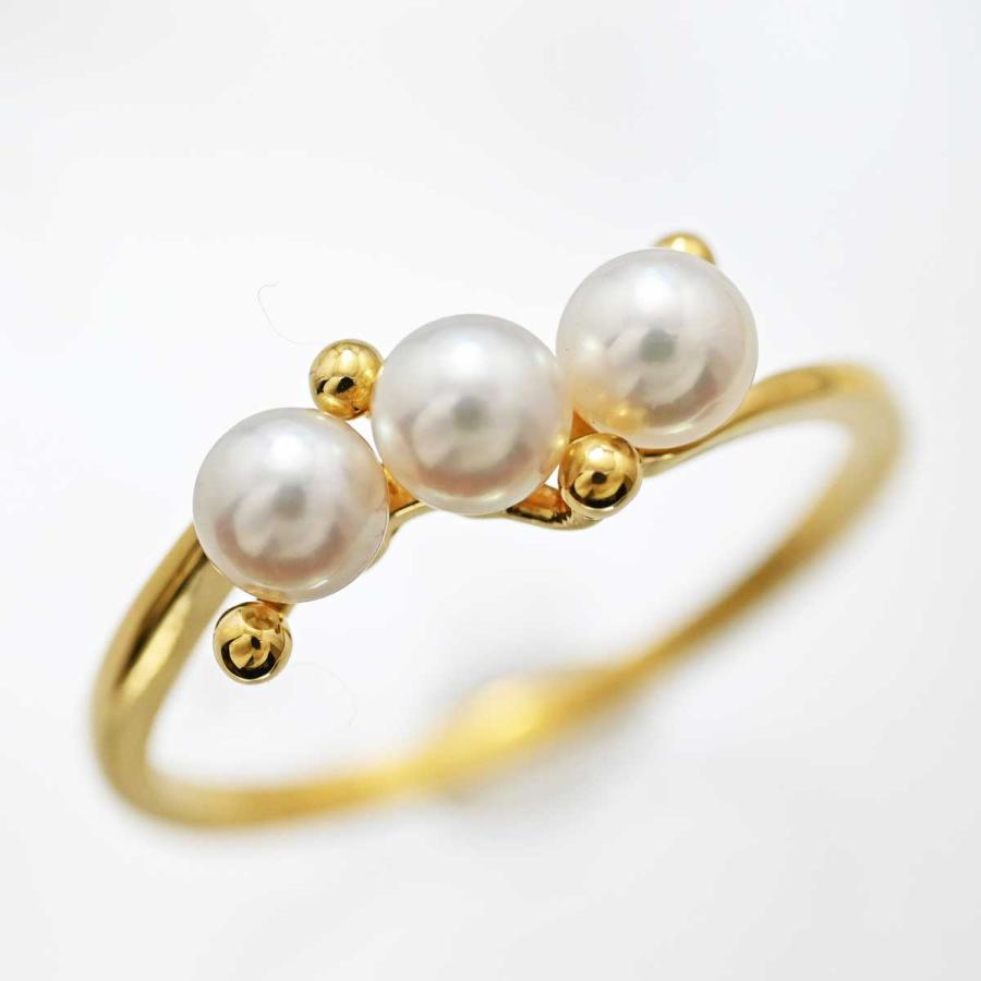 ミキモト MIKIMOTO K18YG ベビーパール 3P パールリング 11号