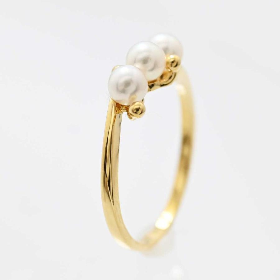 ミキモト ベビーパールリング 11号 美品　最終価格です。 ミキモト MIKIMOTO K18YG ベビーパール 3P パールリング 11号