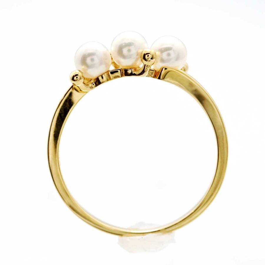 ミキモト MIKIMOTO K18YG ベビーパール 3P パールリング 11号
