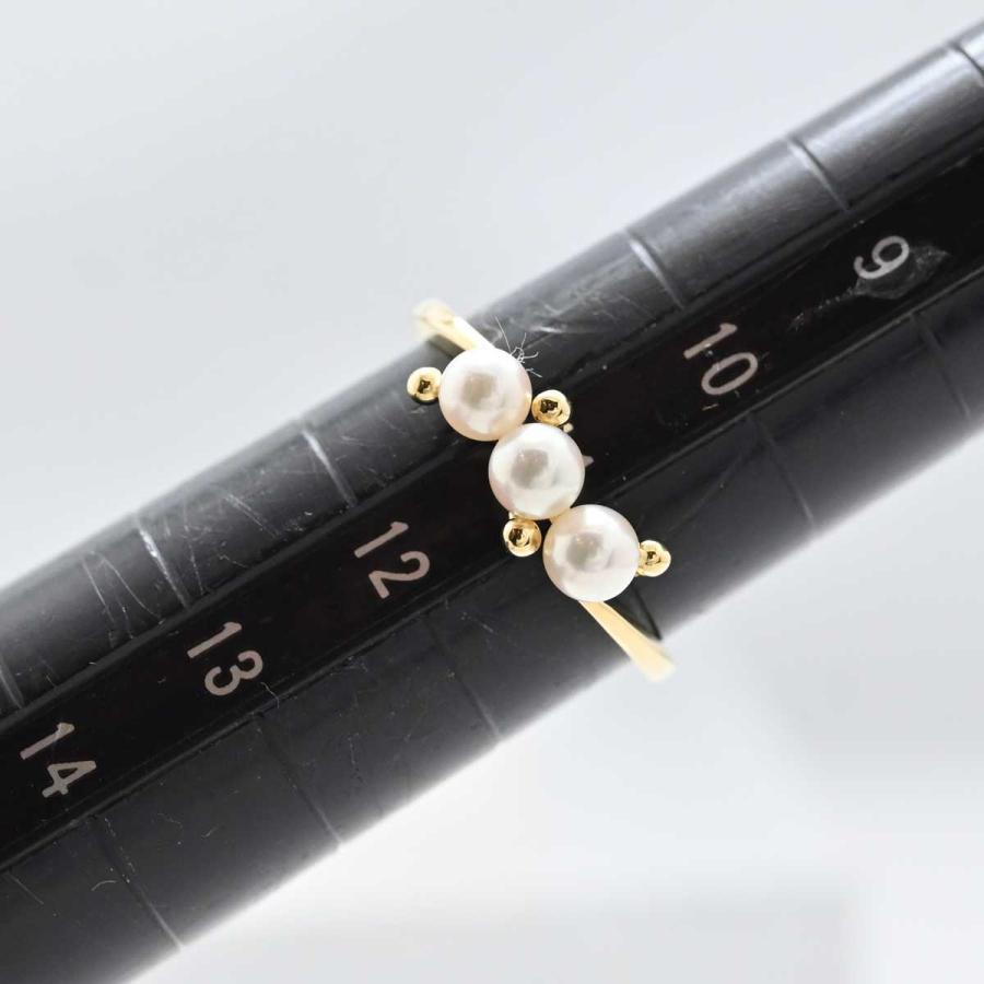 ミキモト MIKIMOTO K18YG ベビーパール 3P パールリング 11号