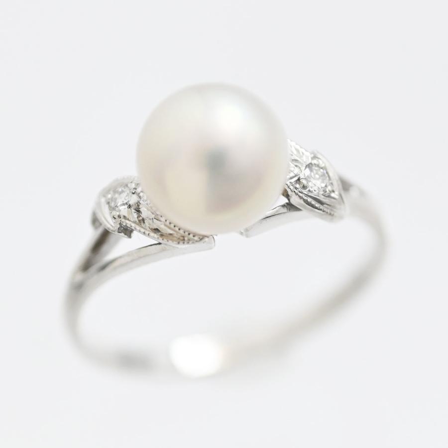 ミキモト MIKIMOTO K14WG ホワイトゴールド パール ダイヤ リング 13号 