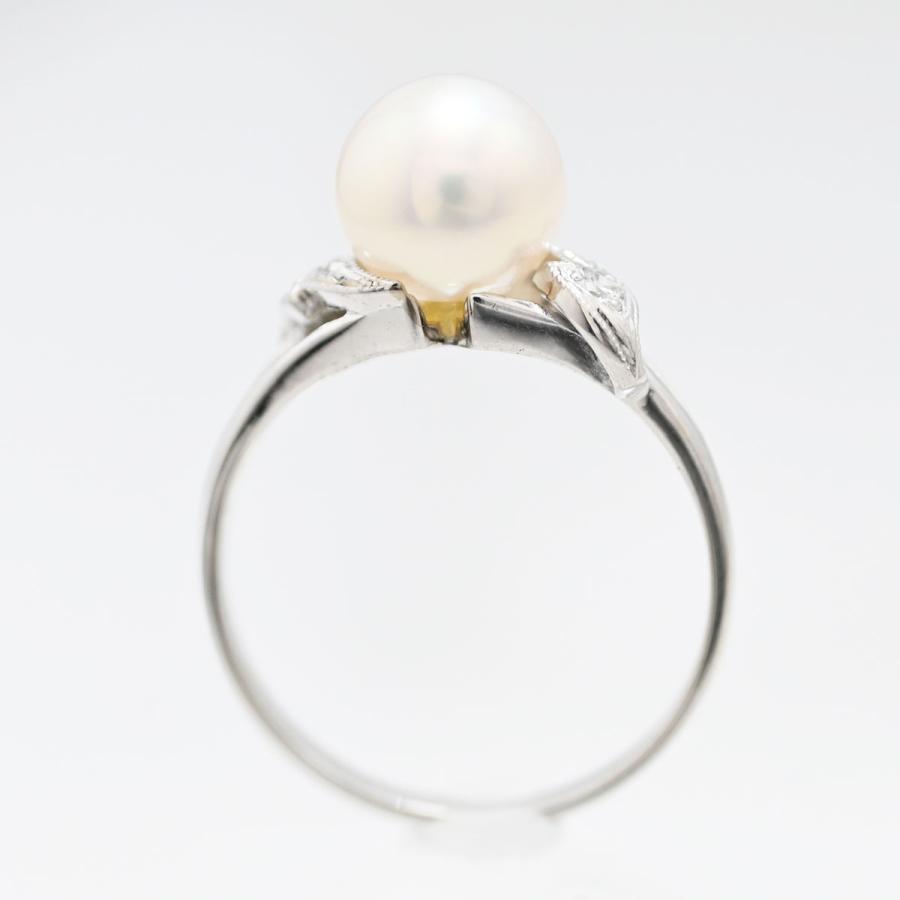 ミキモト MIKIMOTO K14WG ホワイトゴールド パール ダイヤ リング 13号 