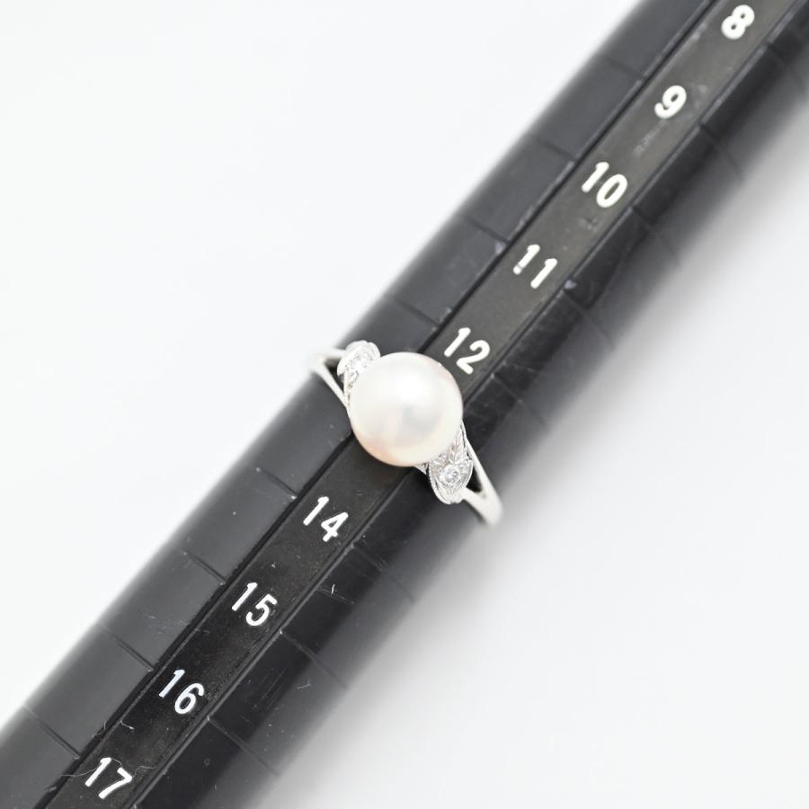 ミキモト MIKIMOTO K14WG ホワイトゴールド パール ダイヤ リング 13号 
