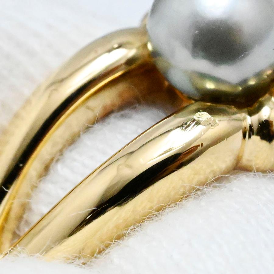 タサキ TASAKI K18YG イエローゴールド パール ダイヤ0.06ct リング 12 