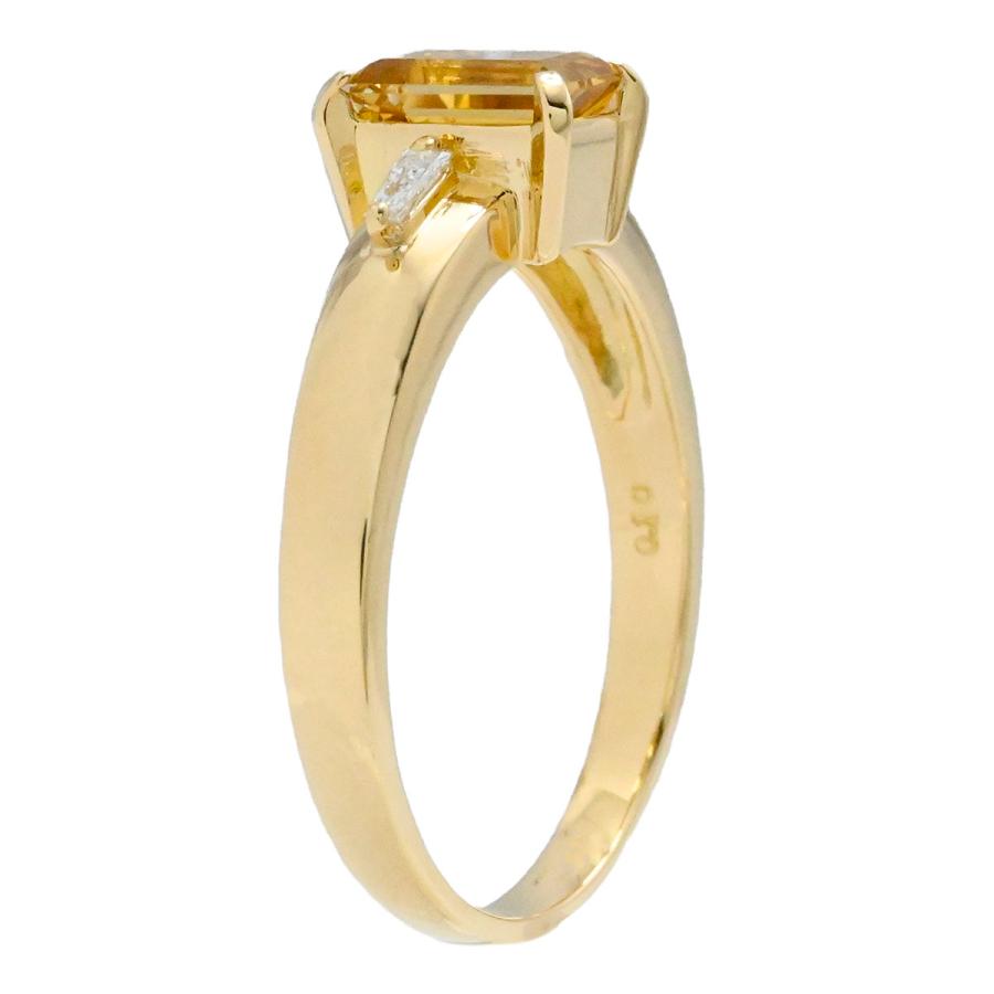 タサキ TASAKI K18YG イエローゴールド シトリン ダイヤ0.10ct リング 