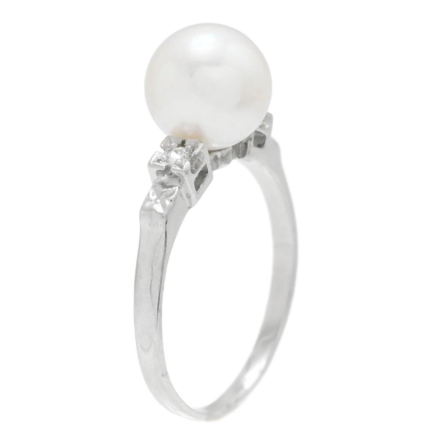 ミキモト MIKIMOTO K14WG ホワイトゴールド パール8.0mm ダイヤモンド 