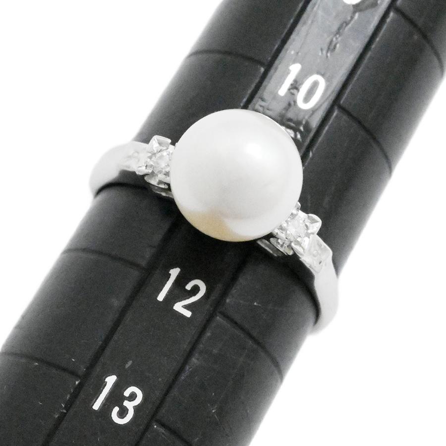 ミキモト MIKIMOTO K14WG ホワイトゴールド パール8.0mm ダイヤモンド 
