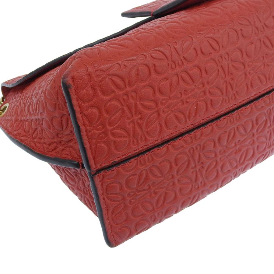 ロエベ LOEWE アベニュー チェーンショルダー バッグ レザー レッド系 