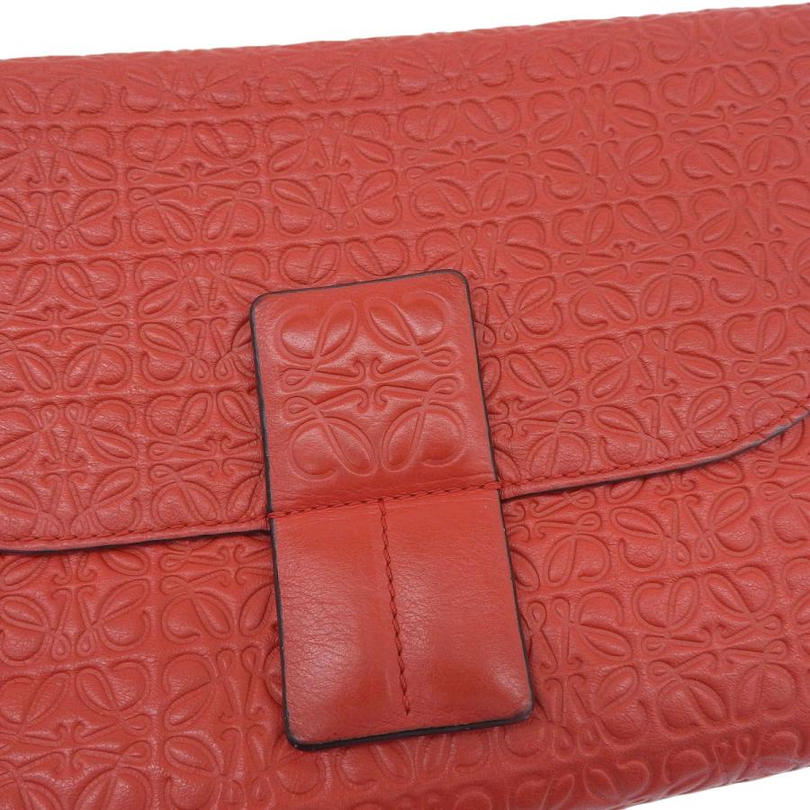 ロエベ LOEWE アベニュー チェーンショルダー バッグ レザー レッド系 