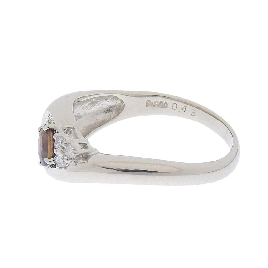Pt900 プラチナ カラーチェンジ サファイア0.43ct ダイヤモンド0.10ct  