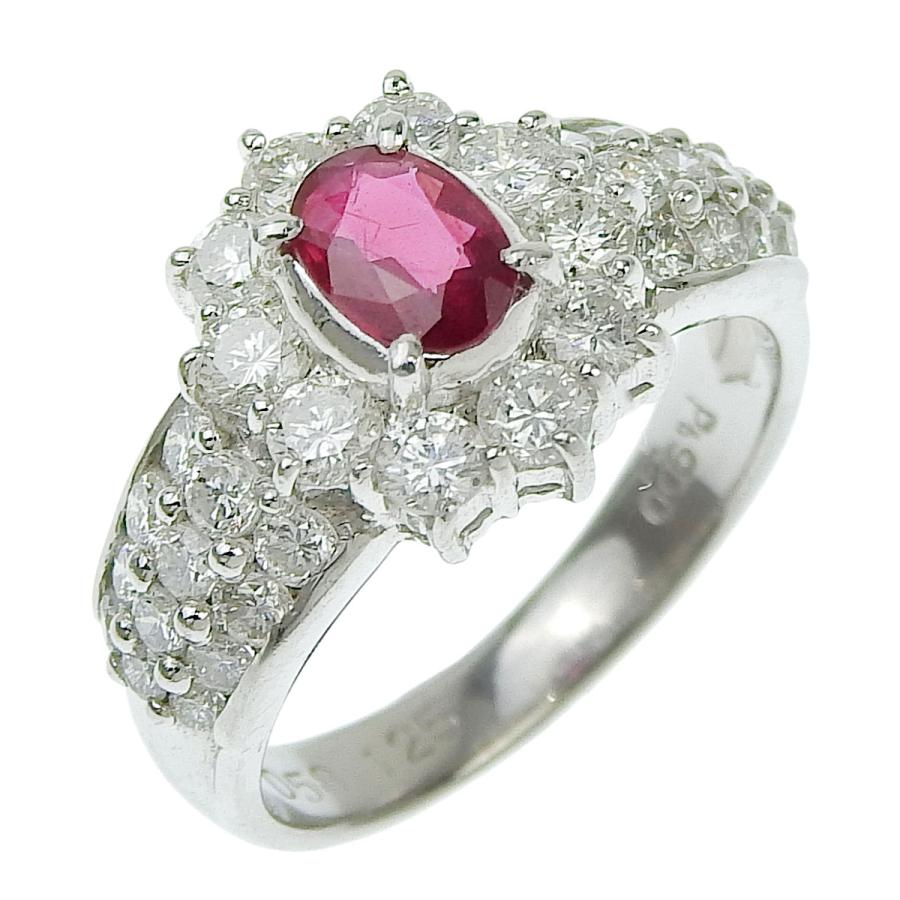 Pt900 ルビー　ダイヤモンド　プラチナリング　10号 Pt900 プラチナ ルビー0.58ct ダイヤモンド1.25ct リング 指輪 10.5号