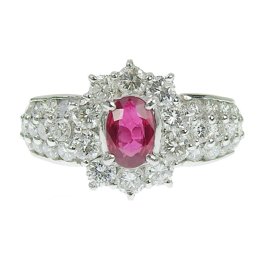 Pt900 プラチナ ルビー0.58ct ダイヤモンド1.25ct リング 指輪