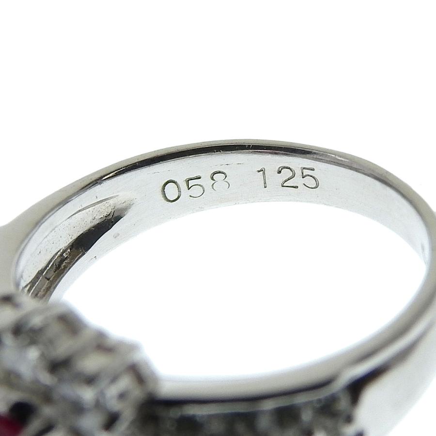 Pt900 プラチナ ルビー0.58ct ダイヤモンド1.25ct リング 指輪 10.5号