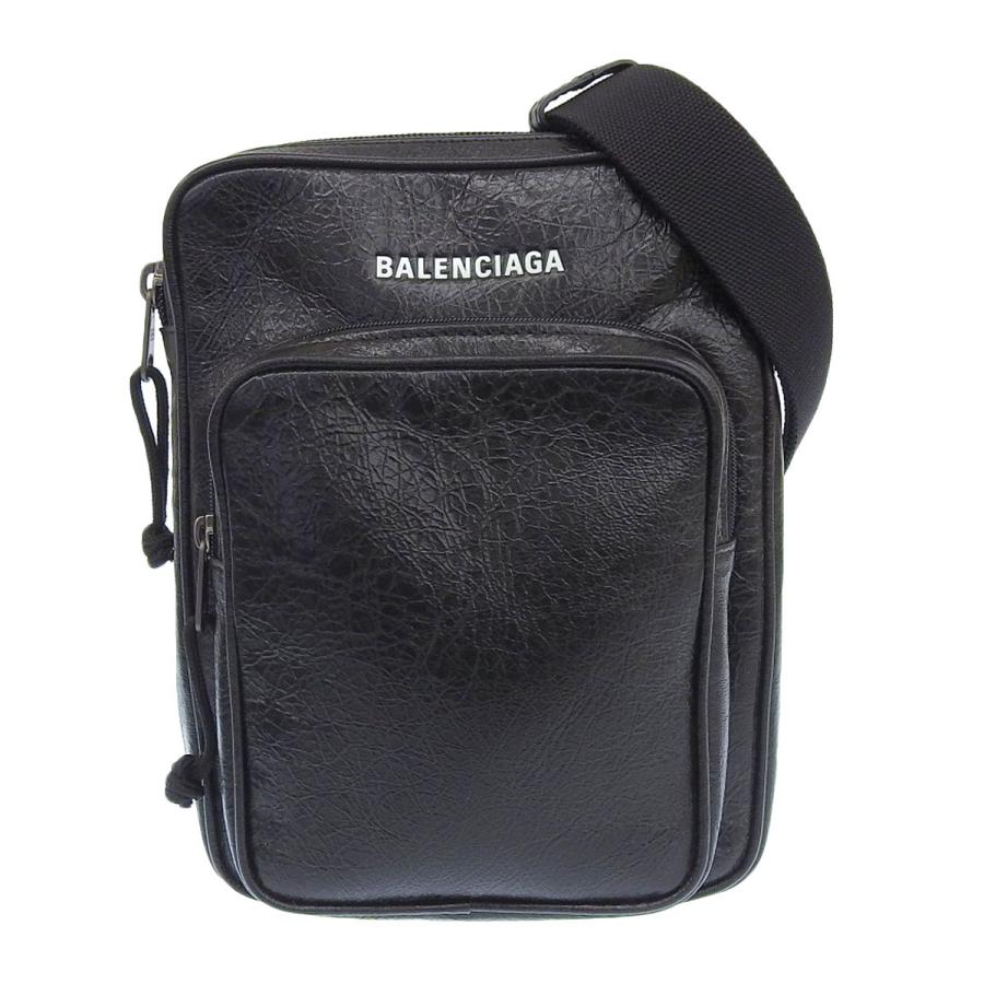 BALENCIAGA バレンシアガ ショルダーバッグ 型押しレザー ブラック