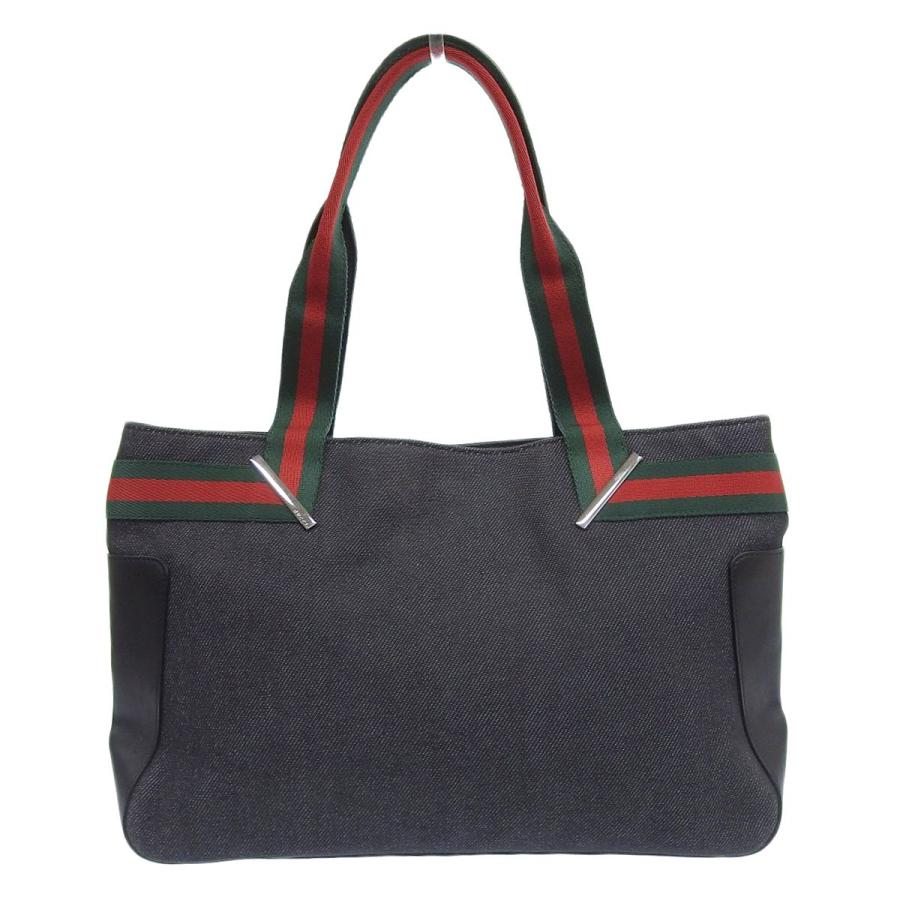 グッチ　デニム✖️レザー　トートバック GUCCI（グッチ） トートバッグ レザー デニム ブラック レディース