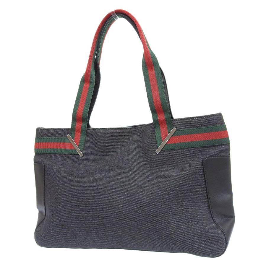 GUCCI（グッチ） トートバッグ レザー デニム ブラック レディース