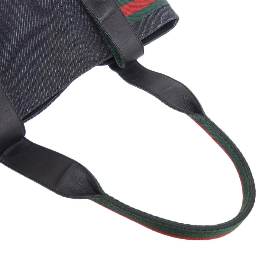 GUCCI（グッチ） トートバッグ レザー デニム ブラック レディース