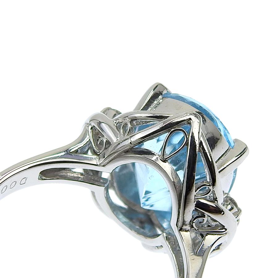 プラチナpt900 リング　ブルートパーズ　ダイヤ　11.5号アップ6.57g Pt900 プラチナ ブルートパーズ 6.57ct ダイヤモンド 0.08ct