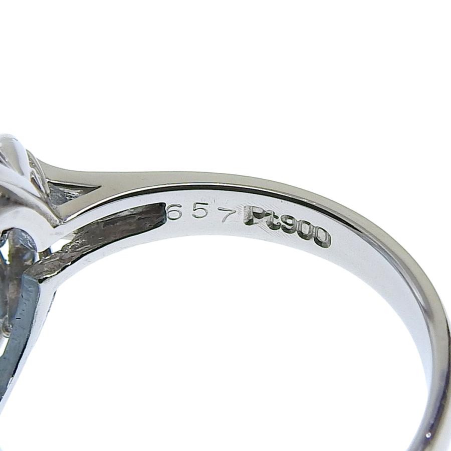 Pt900 プラチナ ブルートパーズ 6.57ct ダイヤモンド 0.08ct リング 