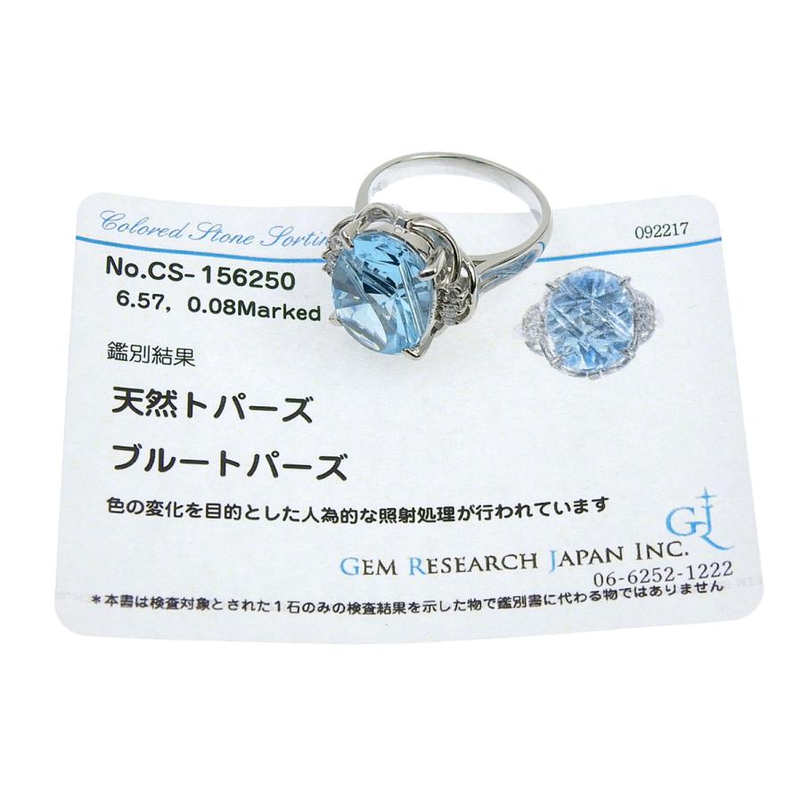 プラチナpt900 リング　ブルートパーズ　ダイヤ　11.5号アップ6.57g Pt900 プラチナ ブルートパーズ 6.57ct ダイヤモンド 0.08ct