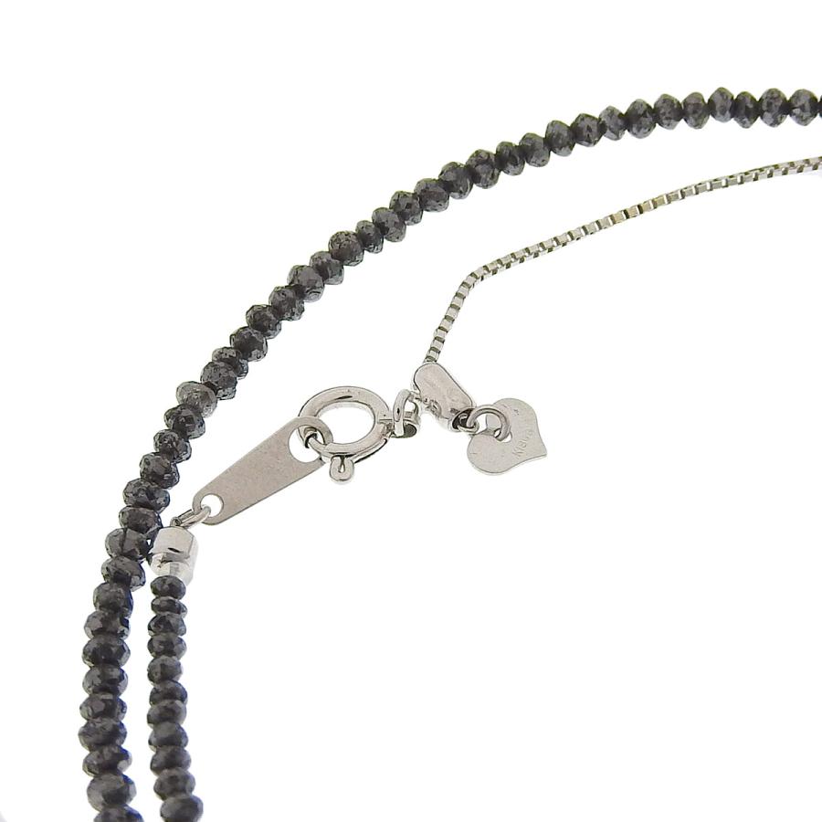 K18WG ホワイトゴールド ブラックダイヤモンド 二連 ネックレス  