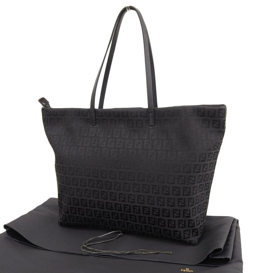 FENDIズッカ柄黒トートバッグ FENDI（フェンディ） ズッカ柄 トートバッグ ナイロン レザー ブラック