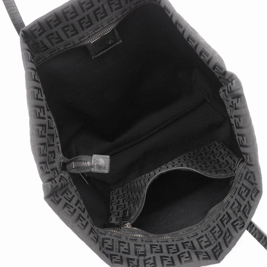 FENDI（フェンディ） ズッカ柄 トートバッグ ナイロン レザー ブラック