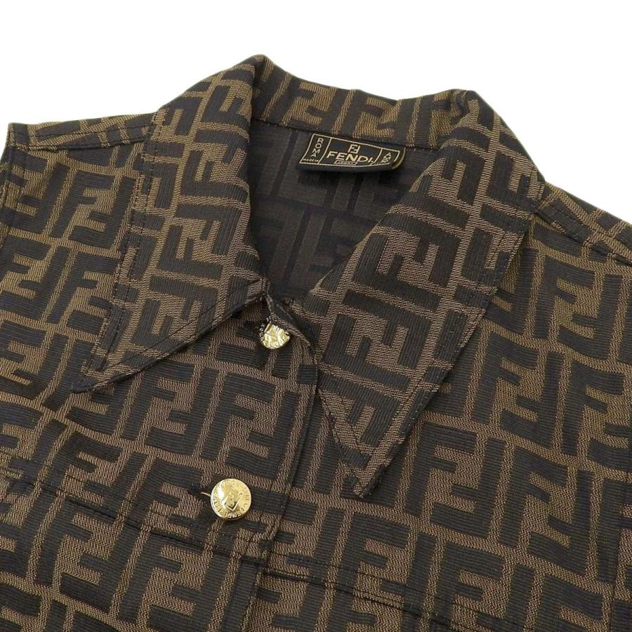 FENDI（フェンディ） ズッカ柄 ベスト ポリエステル×コットン ブラウン