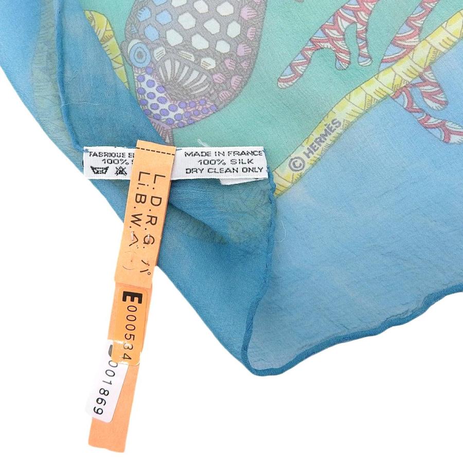 エルメス シルク スカーフ シフォン 海 柄 魚 ピンク HERMES