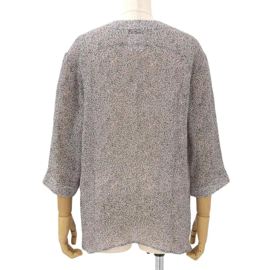 CHANEL（シャネル） シフォン ブラウス シルク グレー系×レッド