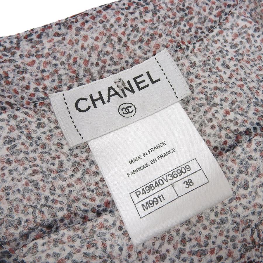 CHANEL（シャネル） シフォン ブラウス シルク グレー系×レッド
