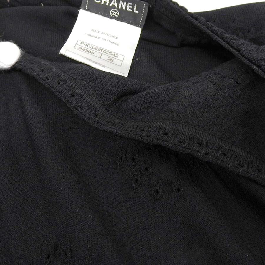 CHANEL（シャネル） ニット ワンピース 長袖 透かし柄 ブラック 黒