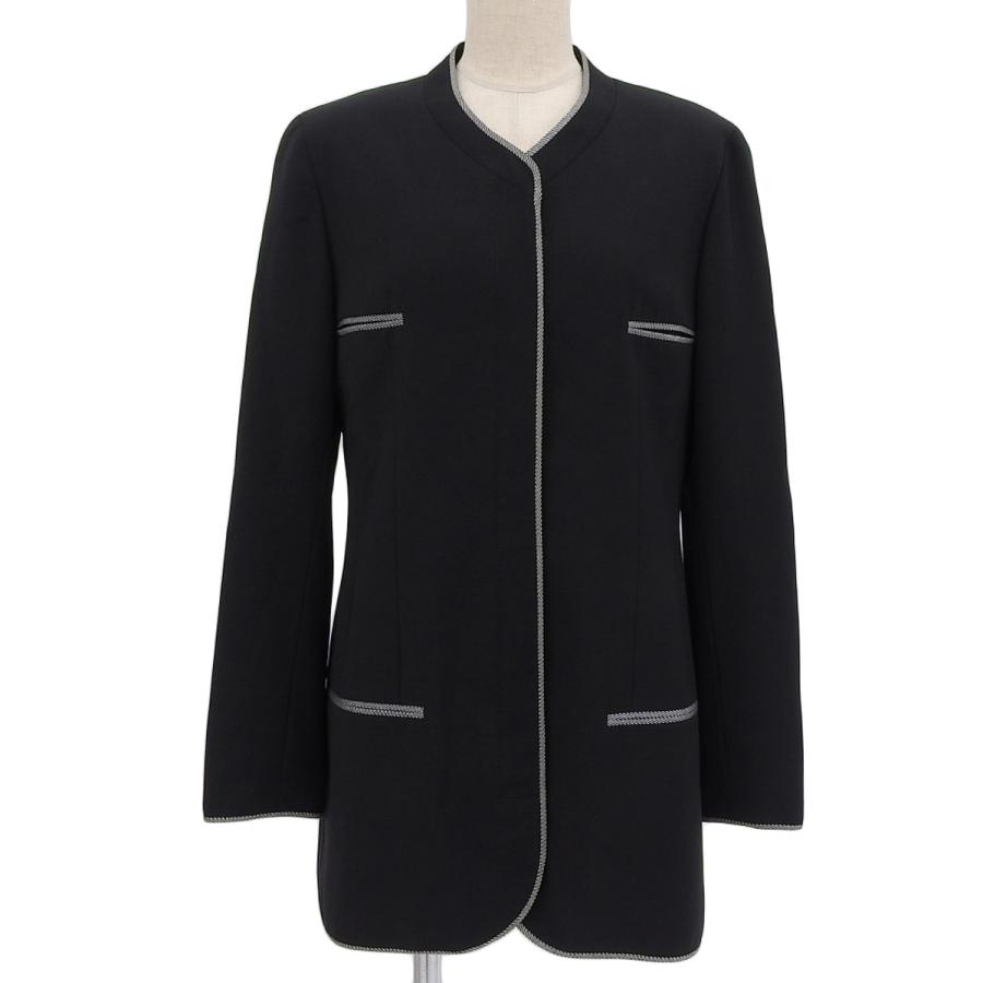 ブラック ジャケット スタンドカラー CHANEL CHANEL シャネル スタンドカラージャケット トリミング ココマーク