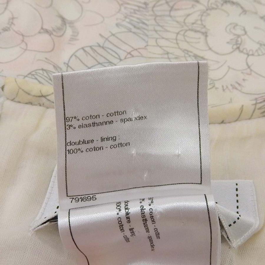 シャネル CHANEL カメリア総柄 ウエスト前紐デザイン ノースリーブ ワンピース コットン ホワイト 36 レディース 4545_7