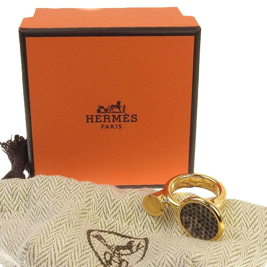 HERMES（エルメス） コルHリング 指輪 GP×レザー ゴールド M 14号 