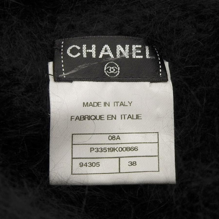 シャネル CHANEL 半袖 ココマーク ジップアップ ラメ ニット アンゴラ ブラック 38 レディース 08A 4689の画像