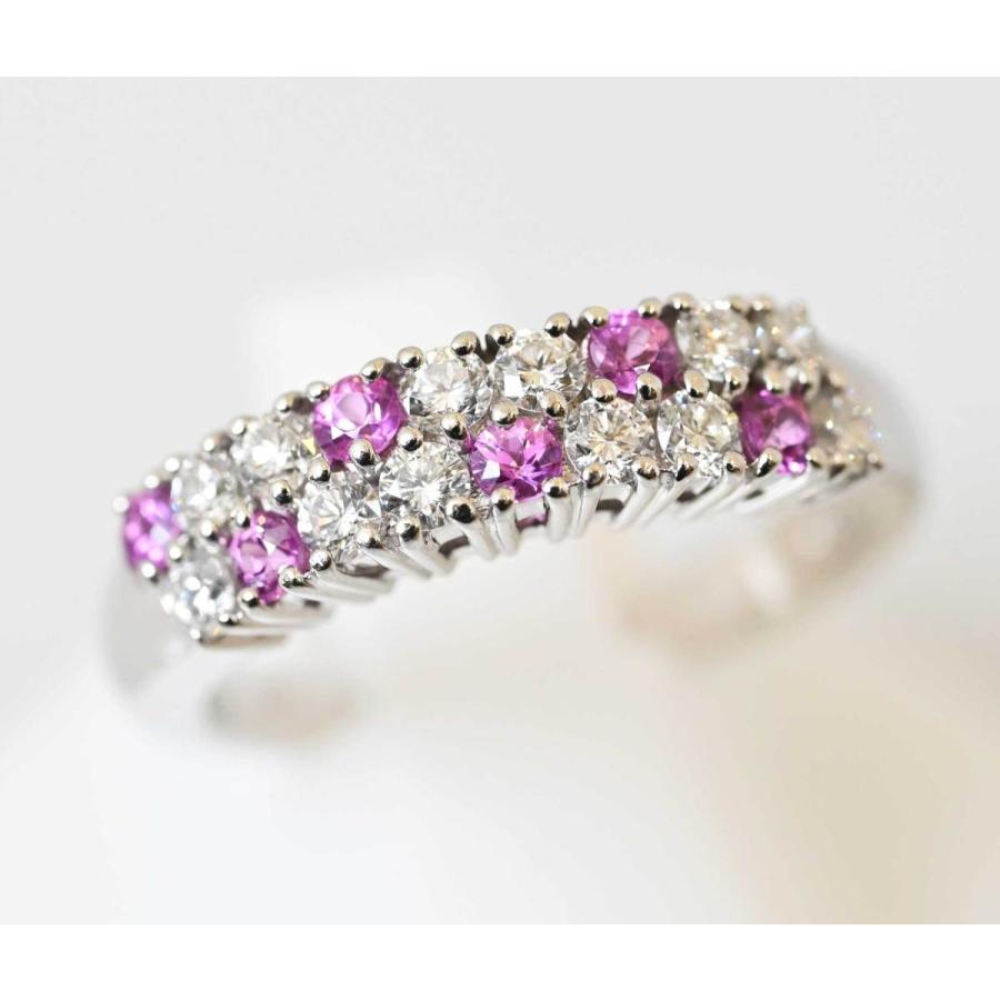 7188☆ミキモト MIKIMOTO PT950 ダイヤ0.35ct ピンクサファイア0.25ct