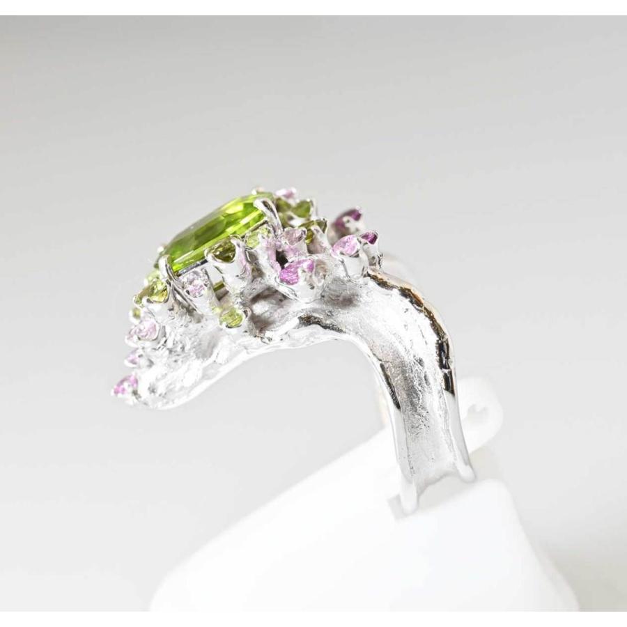 7642☆岩倉康二 ジュエリー作家 K18WG PT900 ペリドット4.47ct 