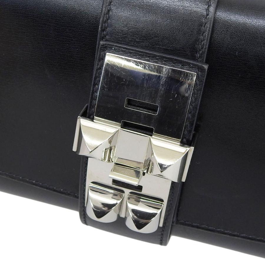 エルメス HERMES ポシェットメドール クラッチバッグ レザー ブラック