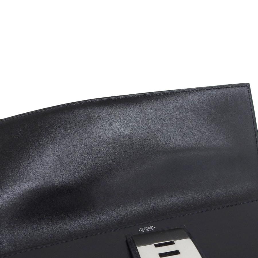エルメス HERMES ポシェットメドール クラッチバッグ レザー ブラック