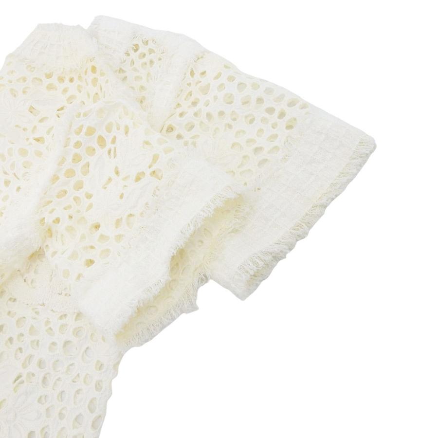 シャネル CHANEL レース 半袖 チュニック ホワイト 白 36 レディース