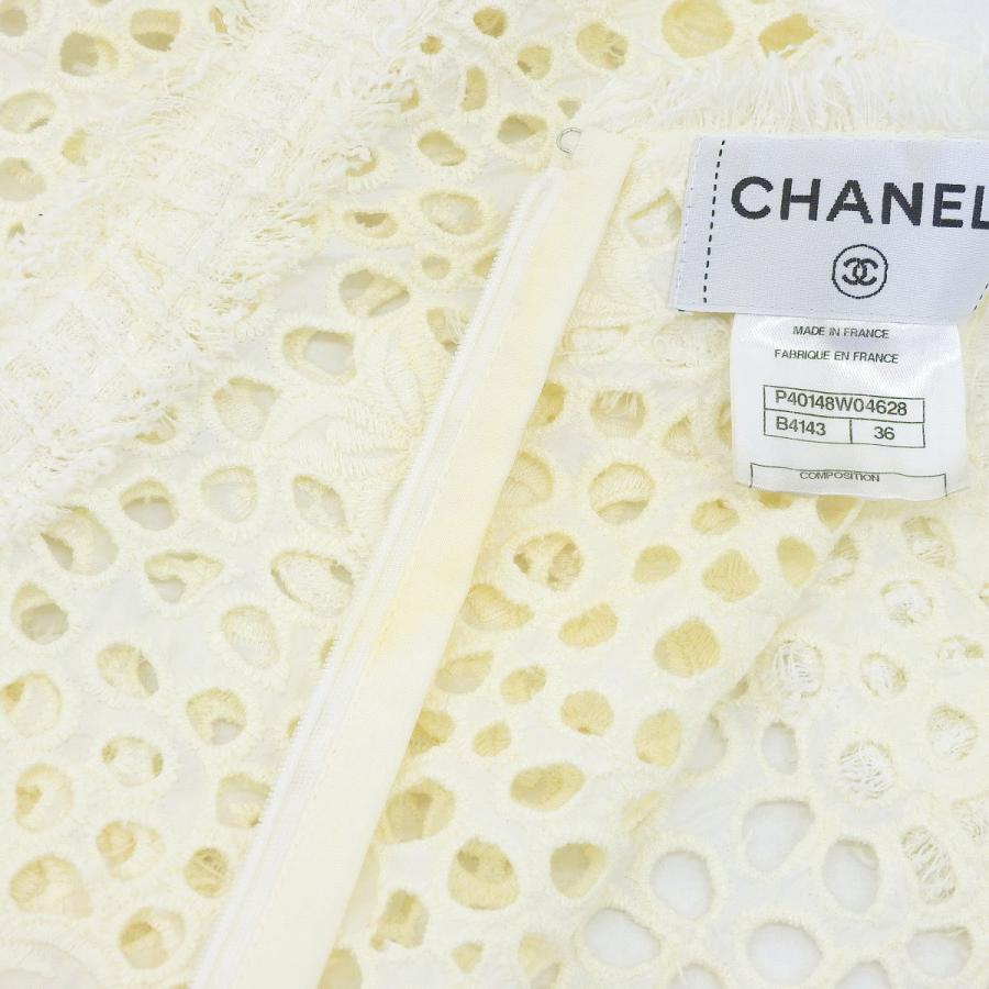 シャネル CHANEL レース 半袖 チュニック ホワイト 白 36 レディース