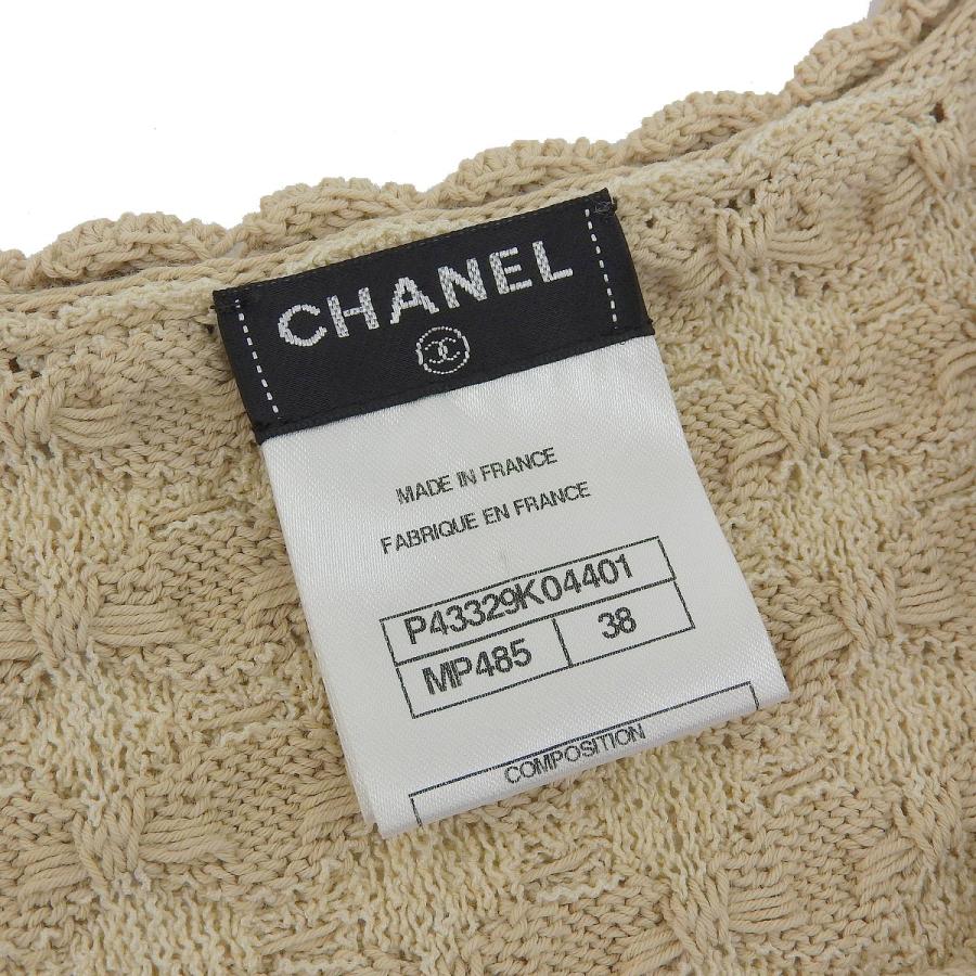 シャネル CHANEL チュニックワンピース シルク混 ベージュ ネイビー 38
