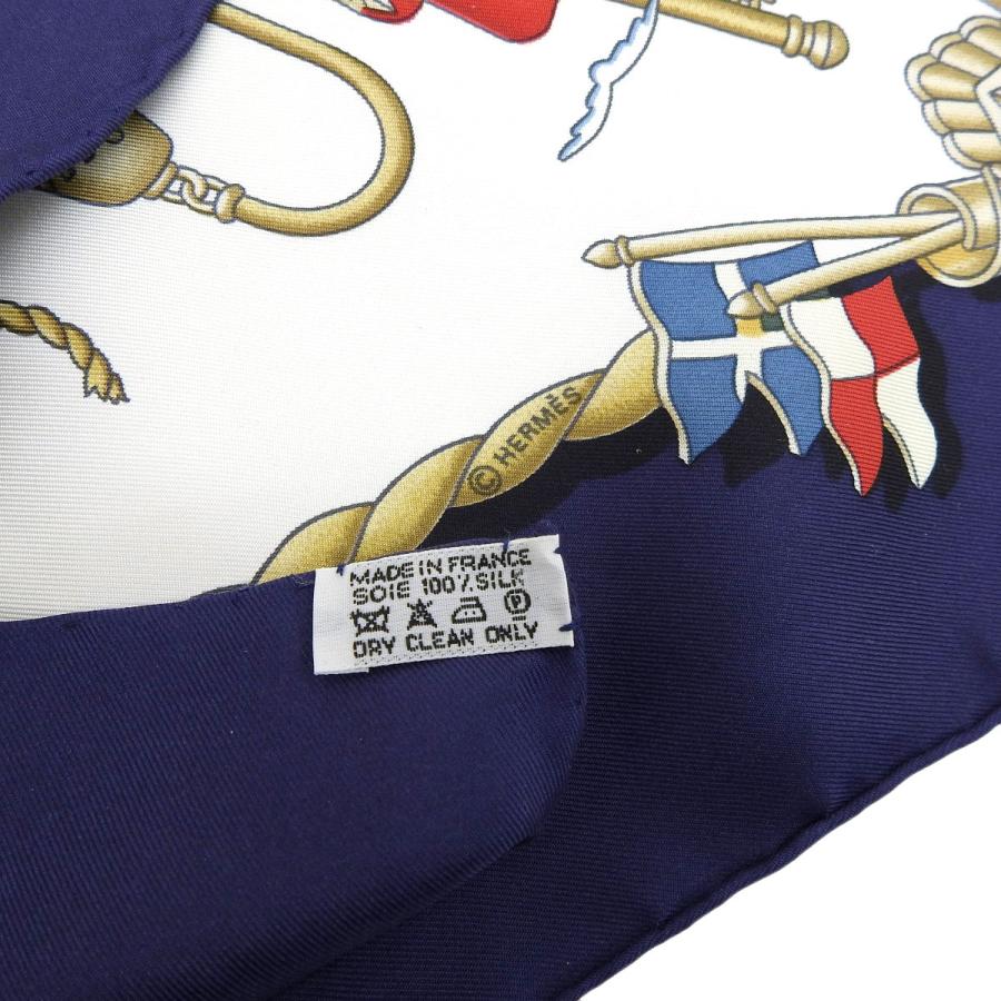 エルメス HERMES カレ90 スカーフ RAILINCT 船の手摺 シルク ネイビー 