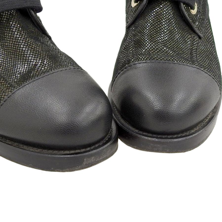 シャネル CHANEL ココマーク ショートブーツ ブラックゴールド 37