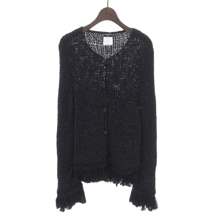 シャネル CHANEL ニット カーディガン ネイビー 38 レディース 02C 