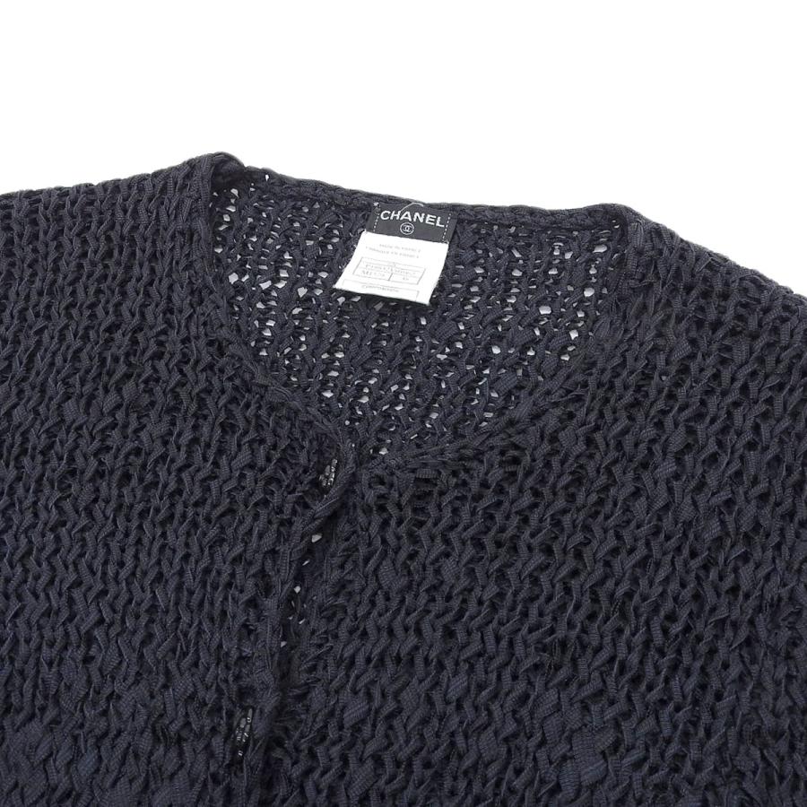シャネル CHANEL ニット カーディガン ネイビー 38 レディース 02C