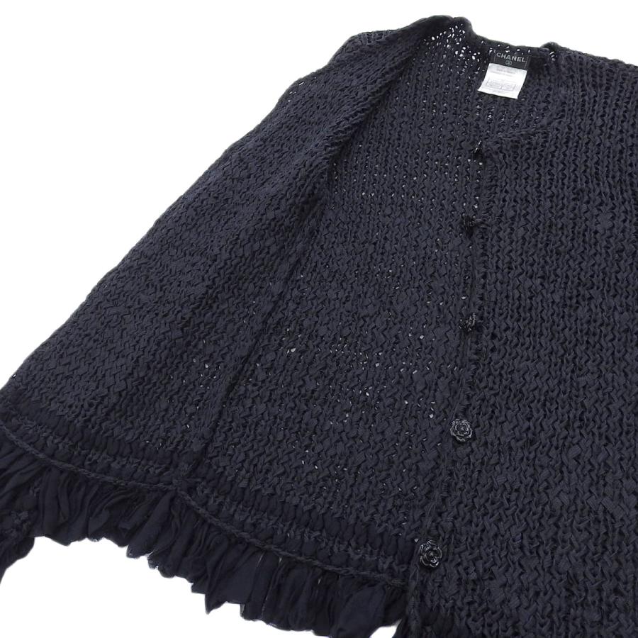 シャネル CHANEL ニット カーディガン ネイビー 38 レディース 02C