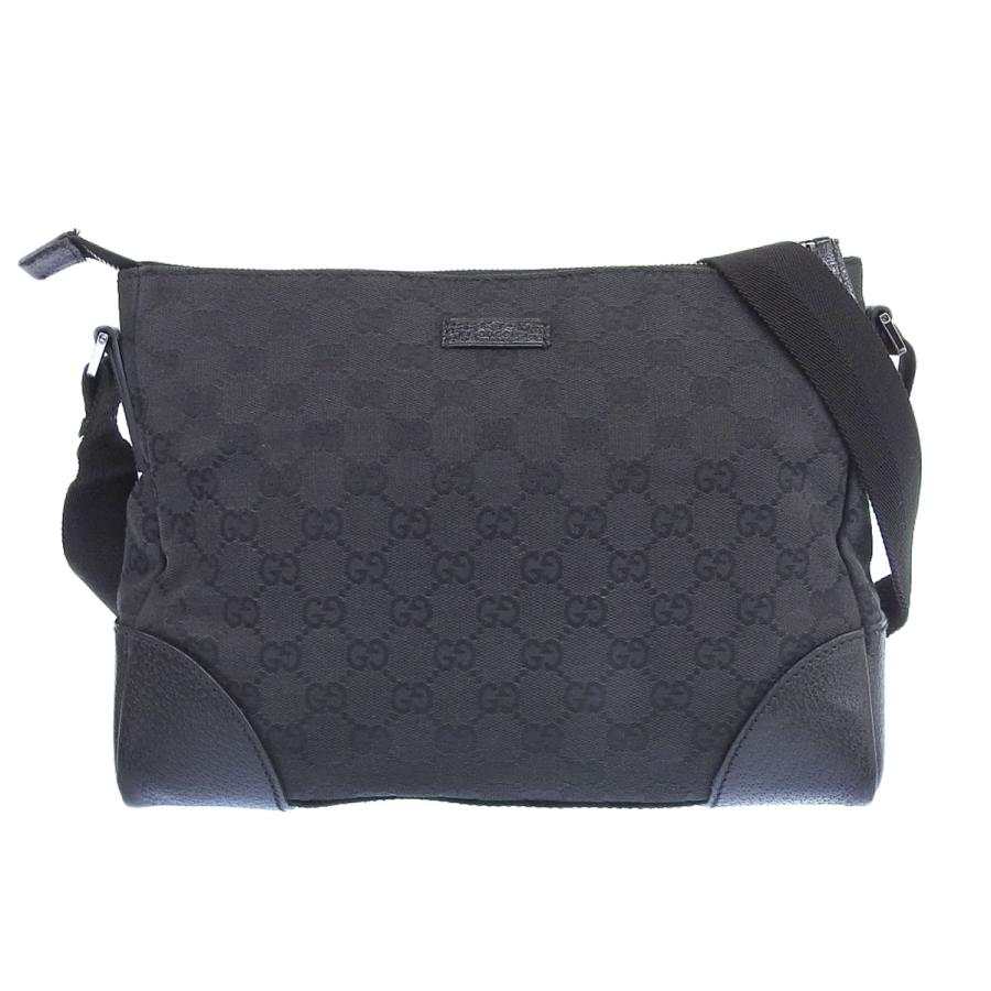 GUCCI 黒 ショルダーバッグ キャンバス グッチ GUCCI GGキャンバス ショルダーバッグ キャンバス×レザー